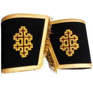 33rd Degree Scottish Rite Cuff - Black with Cross Bullion Embroidery and Fringe