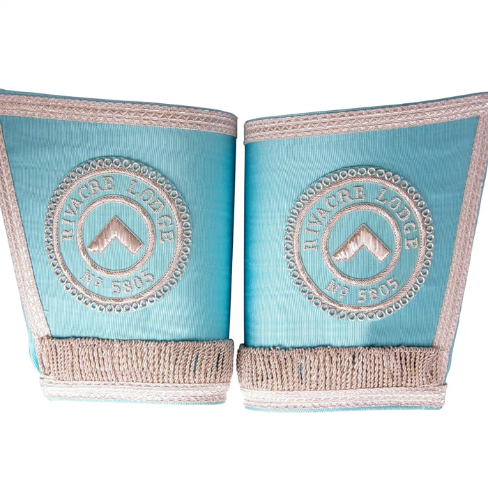 Worshipful Master Craft English Regulation Cuff – Sky Blue Hand Embroidery