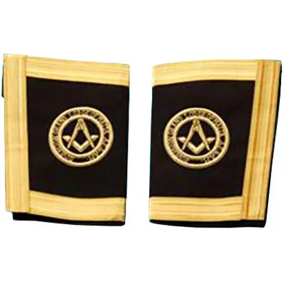 GRAND OFFICERS MALTA REGULATION CUFF - BLACK WITH GOLD HAND EMBROIDERY