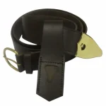 Knights Templar Brown Leather Belt - Brass Buckle Pointed Chape Sword Frog