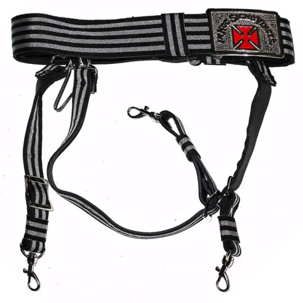 Sir Knight Knights Templar Regalia Belt - Black & Silver with Formée Pattée Cross