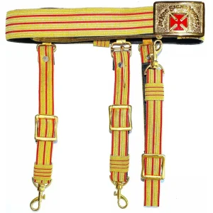 Past Grand Commander Knights Templar Commandery Regalia Belt - Red & Gold