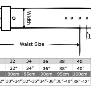 The Royal Order of Scotland Regalia Belt - Virtute et Silentio Size Chart