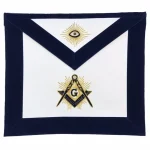 Master Mason Blue Lodge Apron - Navy Velvet Gold Hand Embroidery