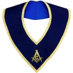Master Mason Blue Lodge Collar - Dark Blue Velvet Gold Bullion Embroidered
