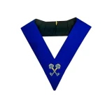 Treasurer Blue Lodge Collar - Royal Blue Machine Embroidered