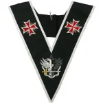 30th Degree Scottish Rite Collar - Black Moire Templar Cross Bicephalic Eagle