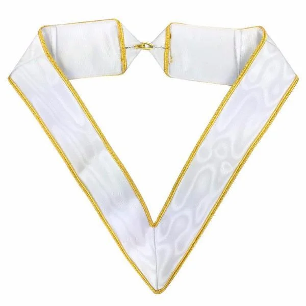 33rd Degree Scottish Rite Collarette - White & Gold Moire