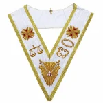 31st Degree Scottish Rite Collar - White Moire Gold Bullion Embroidery