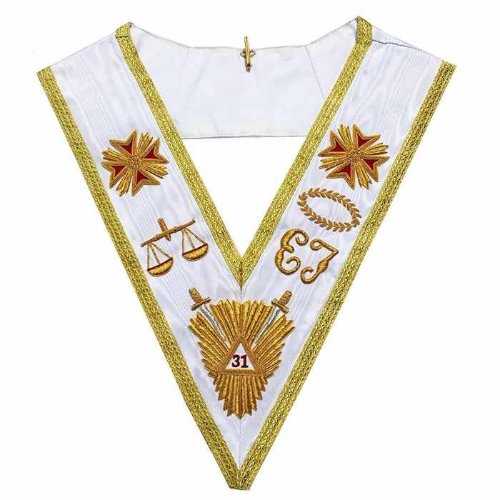 31st Degree Scottish Rite Collar – White Moire