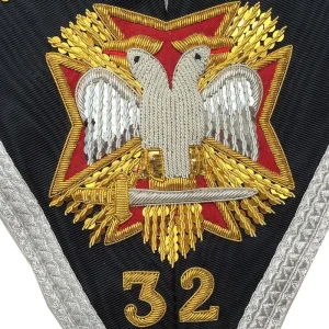 32nd Degree Scottish Rite Collar - Black Moire Silver Braid