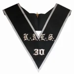 30th Degree Scottish Rite Collar - KAES Black Moire Grey Borders