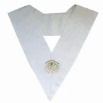 28th Degree Scottish Rite Collar - All White Moire with Eye and Rays