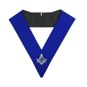 Officers Blue Lodge Officer Collar Set - Royal Blue Machine Embroidery