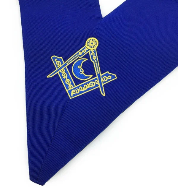 Officers Blue Lodge Officer Collar Set - Royal Blue Machine Embroidery