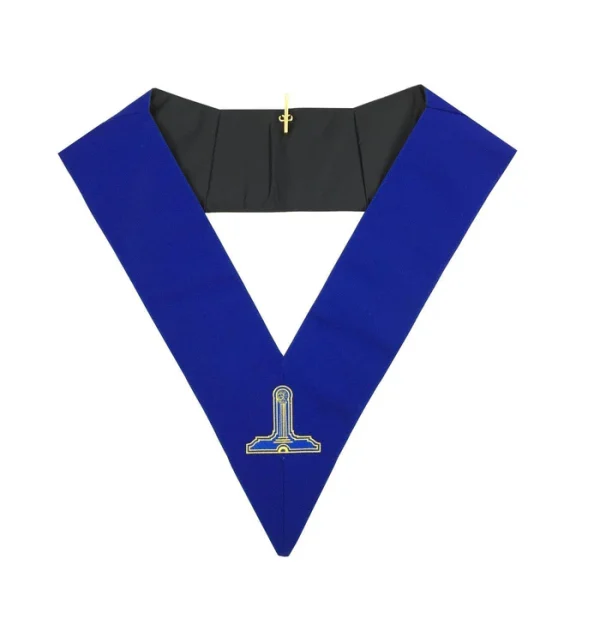 Officers Blue Lodge Officer Collar Set - Royal Blue Machine Embroidery