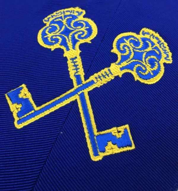 Officers Blue Lodge Officer Collar Set - Royal Blue Machine Embroidery