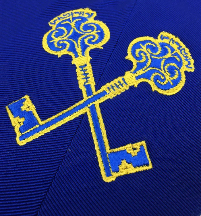 Officers Blue Lodge Officer Collar Set – Royal Blue Machine Embroidery