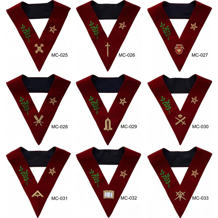 Officers Scottish Rite Officer Collar Set – Maroon Velvet