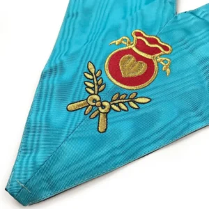 Officers Scottish Rite Officer Collar Set - Sky-Blue Moire Machine Embroidery