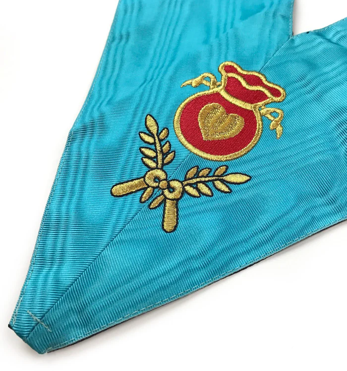 Officers Scottish Rite Officer Collar Set – Sky-Blue Moire Machine Embroidery