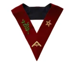 Senior Warden Scottish Rite Officer Collar - Maroon Velvet Gold Bullion