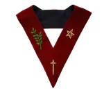 Tyler Scottish Rite Officer Collar - Maroon Velvet Hand Embroidered