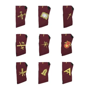 Officers Scottish Rite Officer Collar Set - Maroon Machine Embroidery