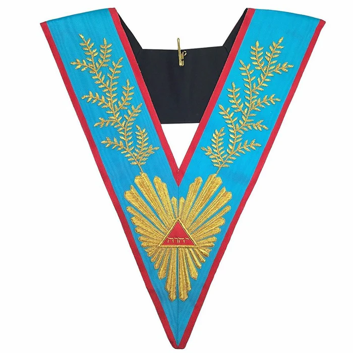 Worshipful Master Memphis Misraim French Regulation Officer Collar – Handmade Embroidery