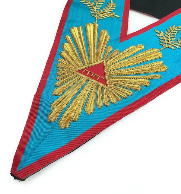 Worshipful Master Memphis Misraim French Regulation Officer Collar - Handmade Embroidery