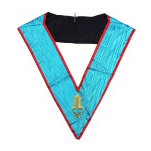 Officers Memphis Misraim French Regulation Officer Collar Set - Turquoise Machine Embroidery