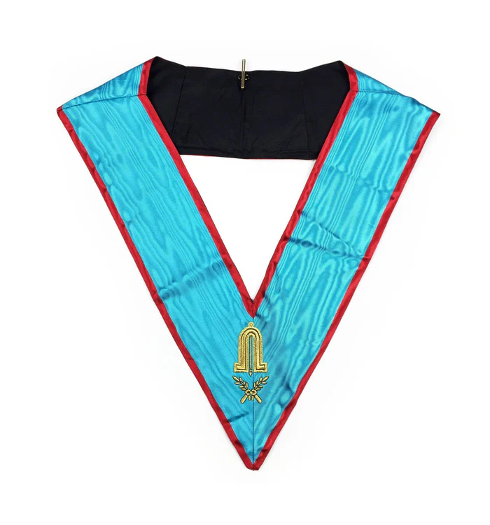 Officers Memphis Misraim French Regulation Officer Collar Set – Turquoise Machine Embroidery