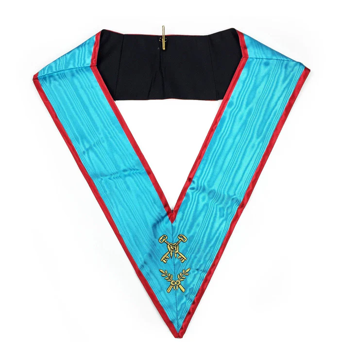 Officers Memphis Misraim French Regulation Officer Collar Set – Turquoise Machine Embroidery