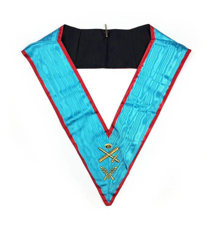 Officers Memphis Misraim French Regulation Officer Collar Set – Turquoise Machine Embroidery