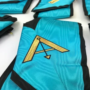 Officers Memphis Misraim French Regulation Officer Collar Set - Turquoise Blue Moire