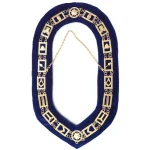 Blue Lodge Chain Collar - Gold Plated Blue Velvet
