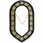 Past Master Blue Lodge Chain Collar - Gold Plated Blue Velvet
