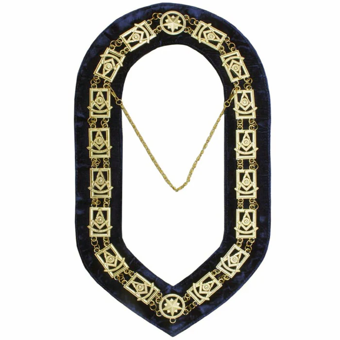 Past Master Blue Lodge Chain Collar – Gold Plated on Blue Velvet