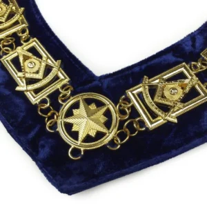 Past Master Blue Lodge Chain Collar - Gold Plated on Blue Velvet