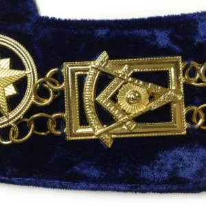 Past Master Blue Lodge Chain Collar - Gold Plated on Blue Velvet