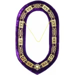 Grand Officers Blue Lodge Chain Collar - Gold Plated Purple Velvet Backing