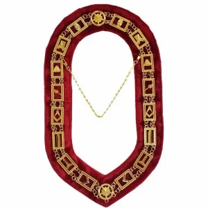 Blue Lodge Chain Collar - Gold Plated on Red Velvet