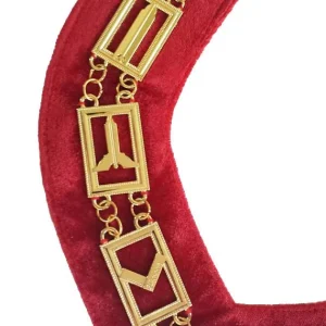 Blue Lodge Chain Collar - Gold Plated on Red Velvet