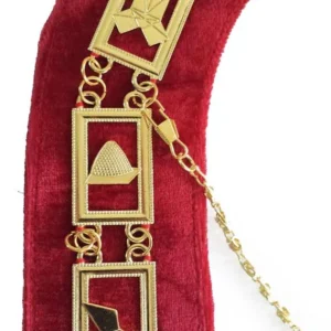 Blue Lodge Chain Collar - Gold Plated on Red Velvet
