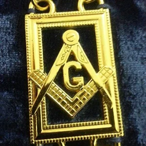 Master Mason Blue Lodge Chain Collar - Gold Plated Square & Compass