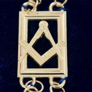 Master Mason Blue Lodge Chain Collar - Silver Plated Square & Compass