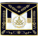 Past Master Blue Lodge Apron - Blue Velvet Gold Bullion Hand Embroidery