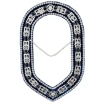Masonic Regalia Blue Lodge Chain Collar | Silver Plated Blue Backing Rhinestones