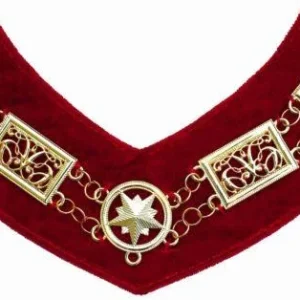 Grand Officers Blue Lodge Chain Collar - Gold Plated on Red Velvet