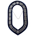 Master Mason Blue Lodge Chain Collar - Silver Plated Square Compass G